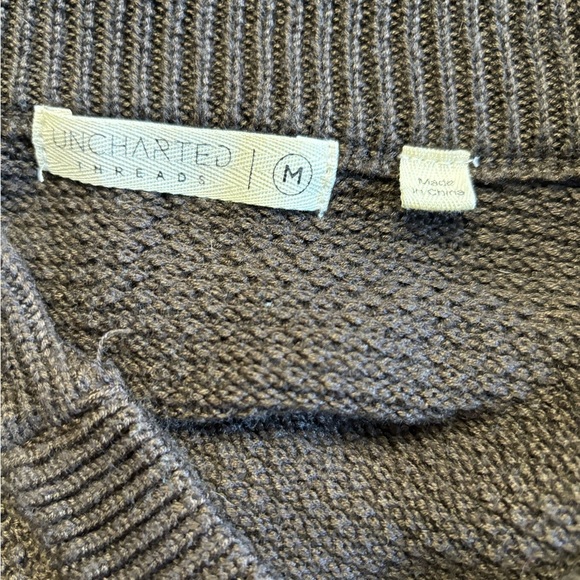 Uncharted Threads Brown Knit Henley Sweater - Picture 2 of 5